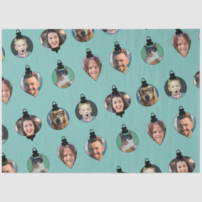 Weihnachts-Funny Family Foto Faces Ornamente Seidenpapier (Vorderseite)