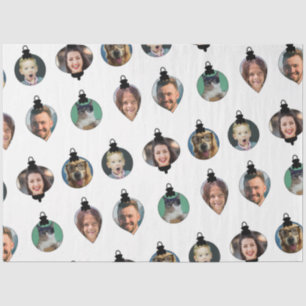 Weihnachts Funny Family Foto Faces Ornamente Weiß Seidenpapier