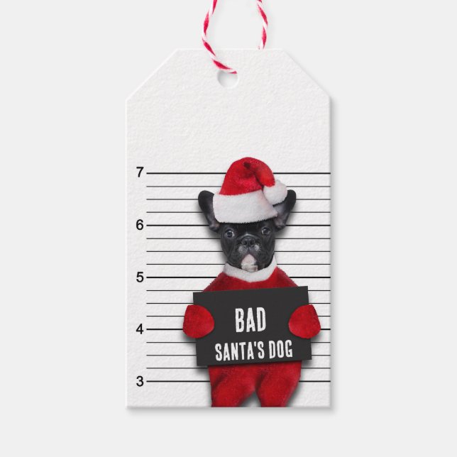 Weihnachts Funny Mugshot Bad Santa's Dog Geschenkanhänger (Vorderseite)