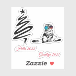 Weihnachts Funny Niedlich Space Galaxy Glasses Cat Aufkleber