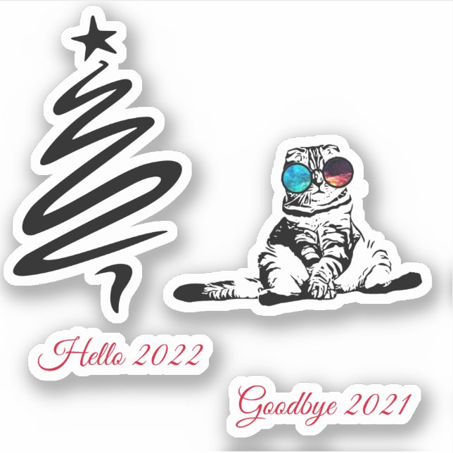Weihnachts Funny Niedlich Space Galaxy Glasses Cat Aufkleber (Vorderseite)