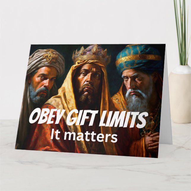 Weihnachts Funny Novelty OBEY GIFT LIMITS Karte (Vorderseite)