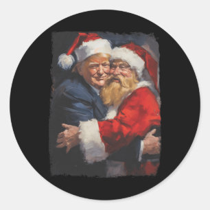Weihnachts Funny Trump Santa Claus Retro Vintag Xm Runder Aufkleber