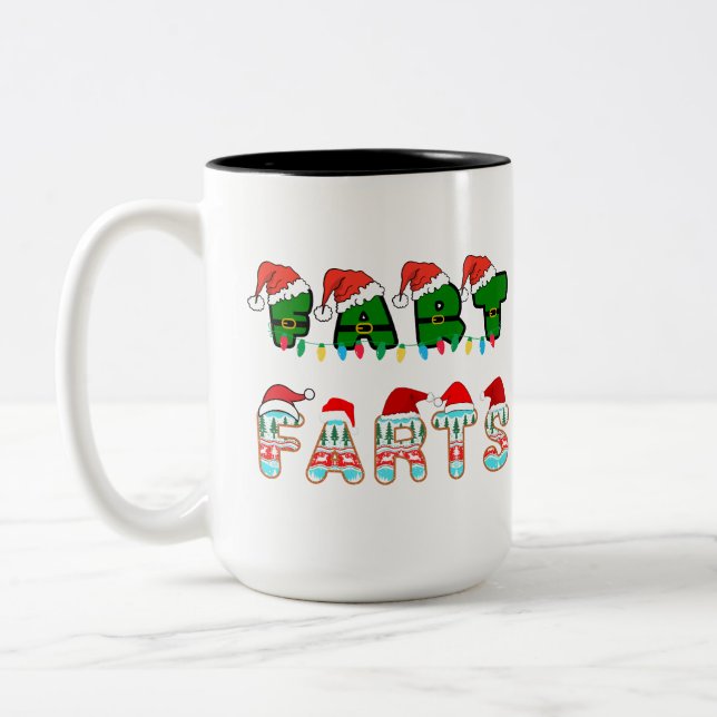 Weihnachts-Furz Zweifarbige Tasse (Links)