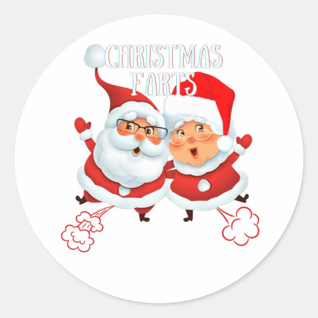 Weihnachts-Furzen Runder Aufkleber (Vorderseite)
