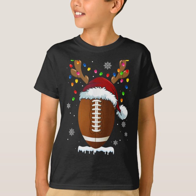 Weihnachts Fußball Ball Xmas Lichter Funny Boys Mä T-Shirt (Vorderseite)
