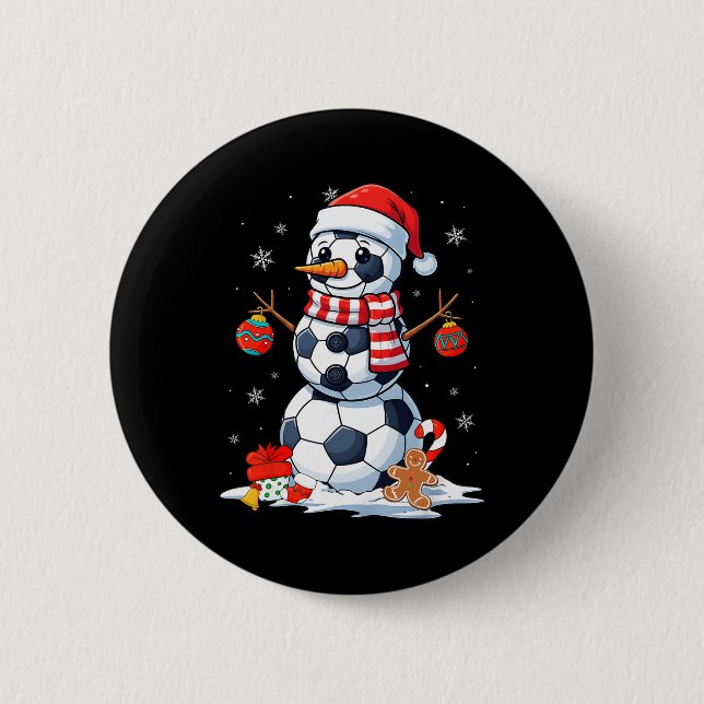 Weihnachts-Fußball-Bylls Lustiger Schneemann Männe Button (Vorderseite)