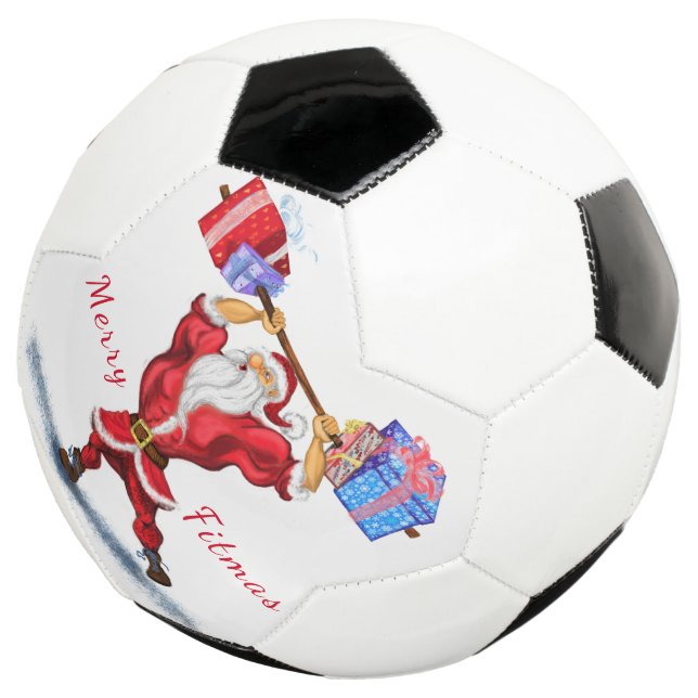 Weihnachts-Fußball-Geschenk Bodybuilder Santa - Sp Fußball (Dreiviertel)
