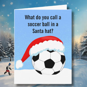 Weihnachts-Fußball in Weihnachten-Hut Karte