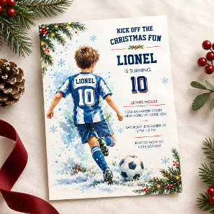 Weihnachts-Fußball-Jungen-Geburtstagseinladung Einladung