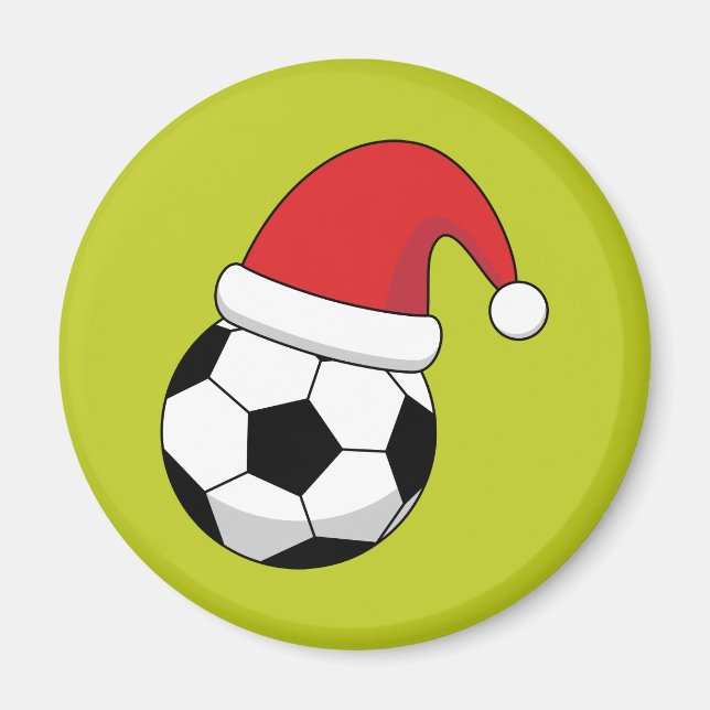 Weihnachts-Fußball mit Weihnachtsmann-Hut Magnet (Vorne)