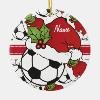 Weihnachts-Fußball personalisieren Keramikornament