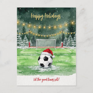 Weihnachts-Fußball Santa Hut Grußkarten Feiertagspostkarte