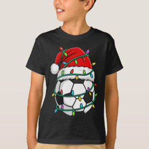 Weihnachts-Fußball-Santa-Hut-Lichter Santa-Sport X T-Shirt