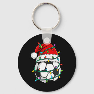 Weihnachts-Fußball-Santa-Mütze-Lichter-Santa-Sport Schlüsselanhänger