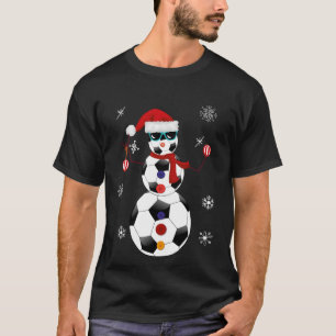Weihnachts-Fußball-Schneemann-Santa-Hut-Geschenk T-Shirt