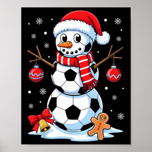 Weihnachts-Fußball-Schneemann-Santa-Hut Xmas-Pyjam Poster