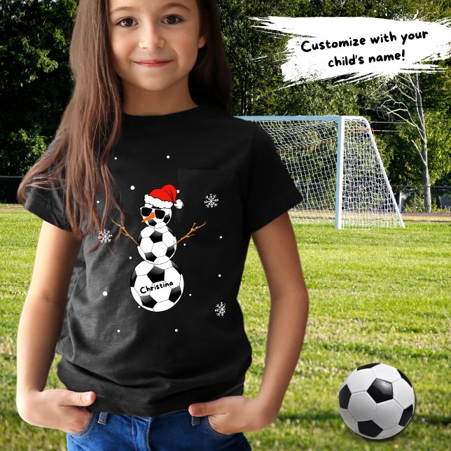 Weihnachts-Fußball-Snowman-Weihnachtsmannmütze Kin T-Shirt (Von Creator hochgeladen)