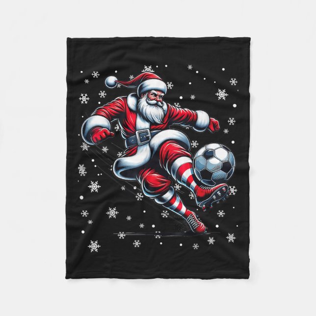 Weihnachts-Fußball-Spieler Srt Lover Weihnachtsman Fleecedecke (Vorderseite)