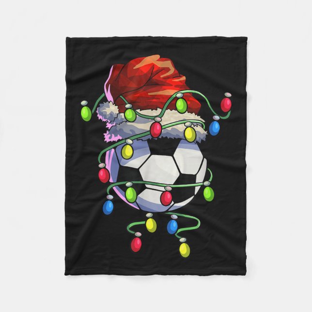 Weihnachts Fußball Weihnachtsbaum Lichter Fußball Fleecedecke (Vorderseite)