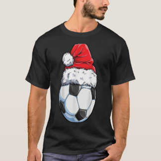 Weihnachts-Fußball-Weihnachtsmannmütze Funny Sport T-Shirt