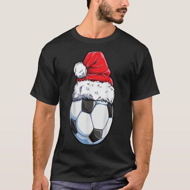 Weihnachts-Fußball-Weihnachtsmannmütze Funny Sport T-Shirt (Vorderseite)