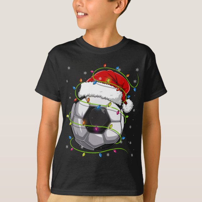 Weihnachts-Fußball-Weihnachtsmannmütze passt Famil T-Shirt (Vorderseite)