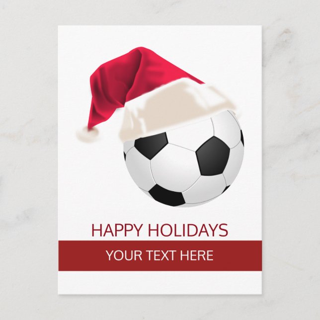Weihnachts-Fußball-Weihnachtsmannmütze PostCards Feiertagspostkarte (Vorderseite)