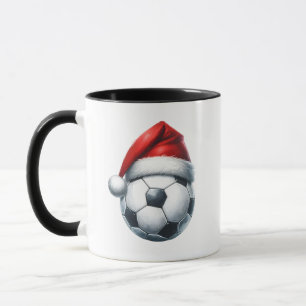 Weihnachts-Fußball-Weihnachtsmannmütze Weihnachtss Tasse