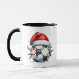 Weihnachts-Fußball-Weihnachtsmannmütze Weihnachtss Tasse