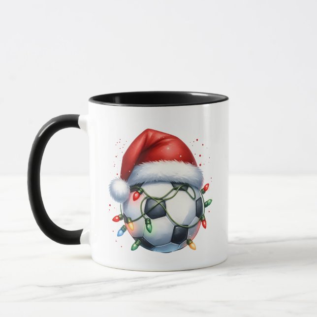 Weihnachts-Fußball-Weihnachtsmannmütze Weihnachtss Tasse (Links)
