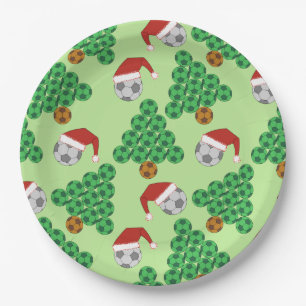 Weihnachts-Fußball-Weihnachtsmannmützen Wrapping P Pappteller