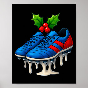 Weihnachts-Fußballschuhe Eiscreme-Tropfen Xmas Poster