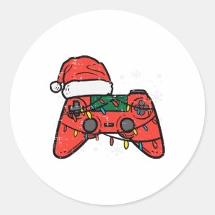 Weihnachts-Gamer-Controller Xmas Jungen Kinder Jug Runder Aufkleber