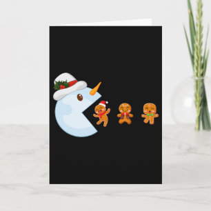 Weihnachts Gamer Funny Video Game Snowman Eat Ging Karte