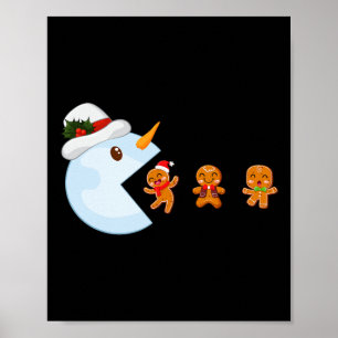 Weihnachts Gamer Funny Video Game Snowman Eat Ging Poster