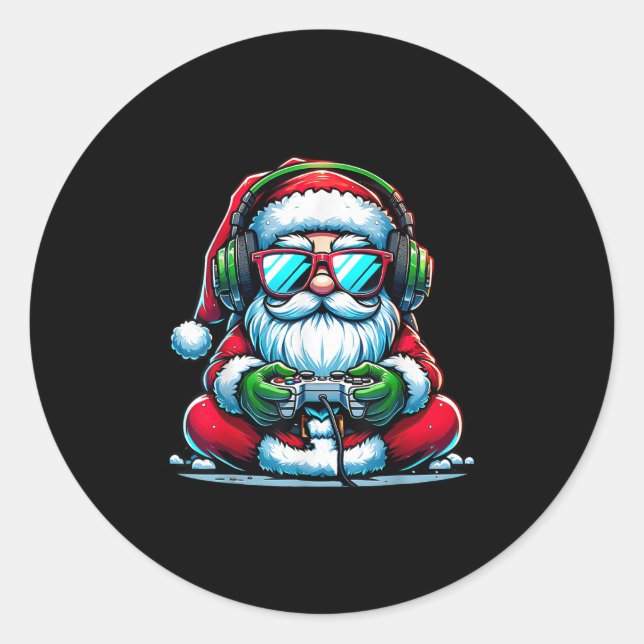Weihnachts-Gamer-Jungs-Videospiel Weihnachten Weih Runder Aufkleber (Vorderseite)