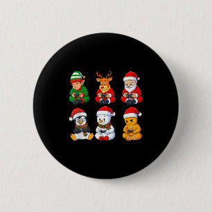 Weihnachts-Gamer-Jungs Videospiele Santa-Elf-Renti Button
