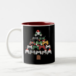 Weihnachts-Gaming-Baum-Gamer-Gamer-Weihnachtsgesch Zweifarbige Tasse