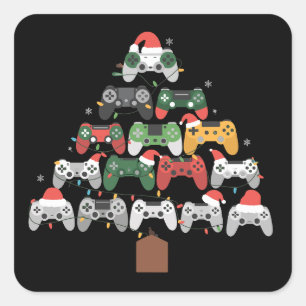 Weihnachts-Gaming-Baum-Gamer-Weihnachtsgeschenke  Quadratischer Aufkleber