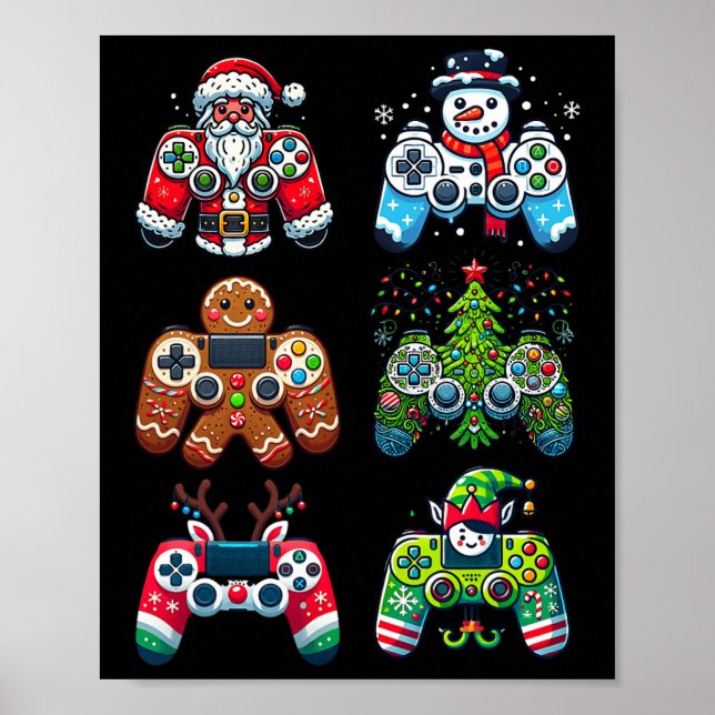 Weihnachts-Gaming-Controller Santa Elf Xmas Christ Poster (Vorne)