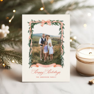 Weihnachts-Garland-Urlaub Fotokarte Feiertagskarte