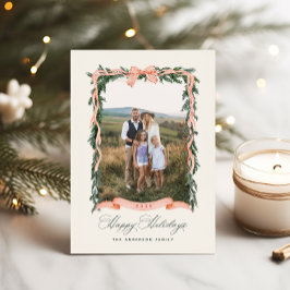 Weihnachts-Garland-Urlaub Fotokarte Feiertagskarte