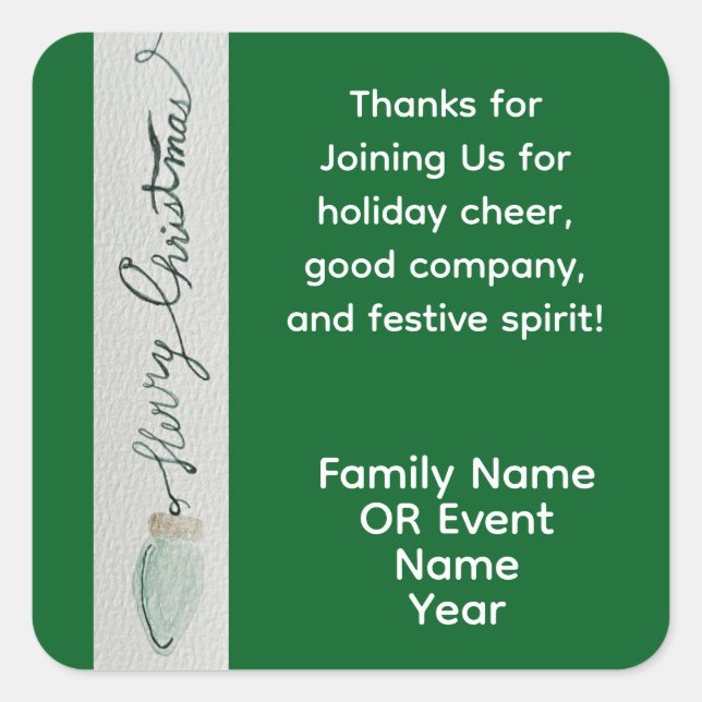Weihnachts-Gastgeschenk Quadratischer Aufkleber (Vorderseite)