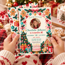 Weihnachts-Geburtstags-Foto-Einladung Lebkuchen