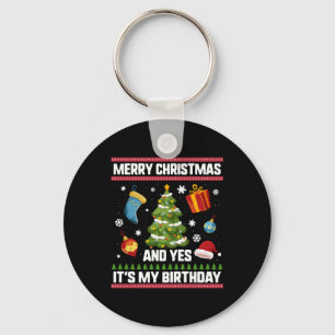 Weihnachts-Geburtstags-Shirt, Frohe Weihnachten un Schlüsselanhänger