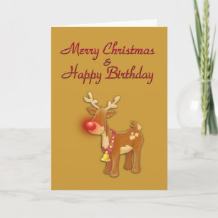 Weihnachts-Geburtstagskarte Rentier Gold Card Feiertagskarte