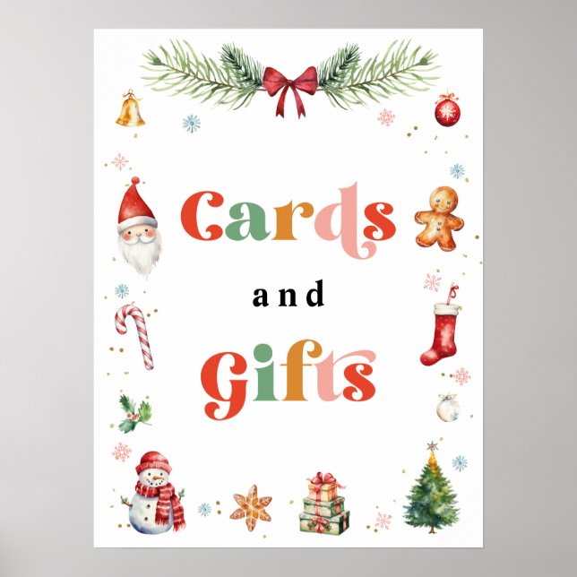 Weihnachts Geburtstagsparty Cards und Geschenke Poster (Vorne)