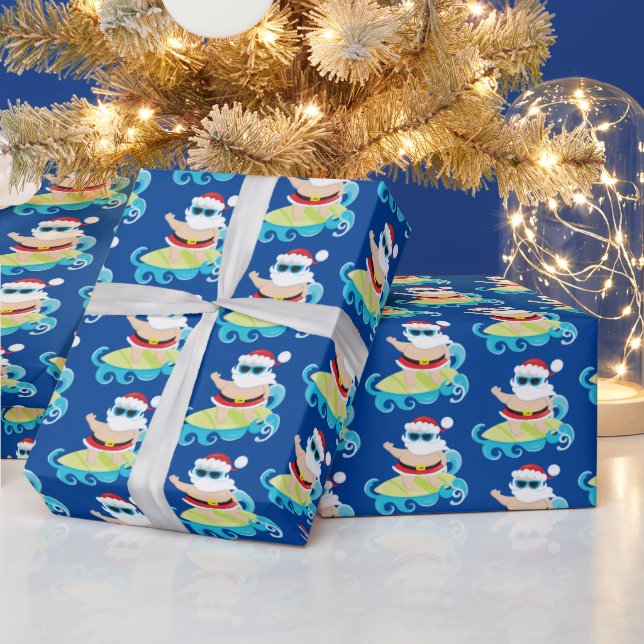 Weihnachts-gefliestes Strandsurfen Geschenkpapier (Feiertage)
