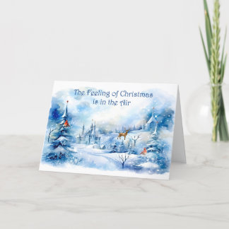 Weihnachts-Gefühl-Karte in Blue Snow Landschaftlic Dankeskarte